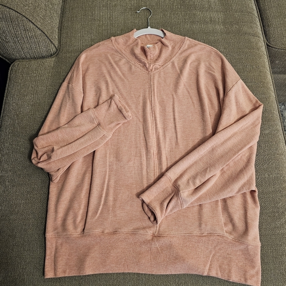 Athleta Apollo Crew Neck Tencel Modal Athleisurr Cozy Pink Pullover Size Large